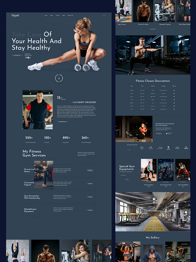creative portfolio and gym Fitness landing pages app design graphic design logo typography ui ux vector