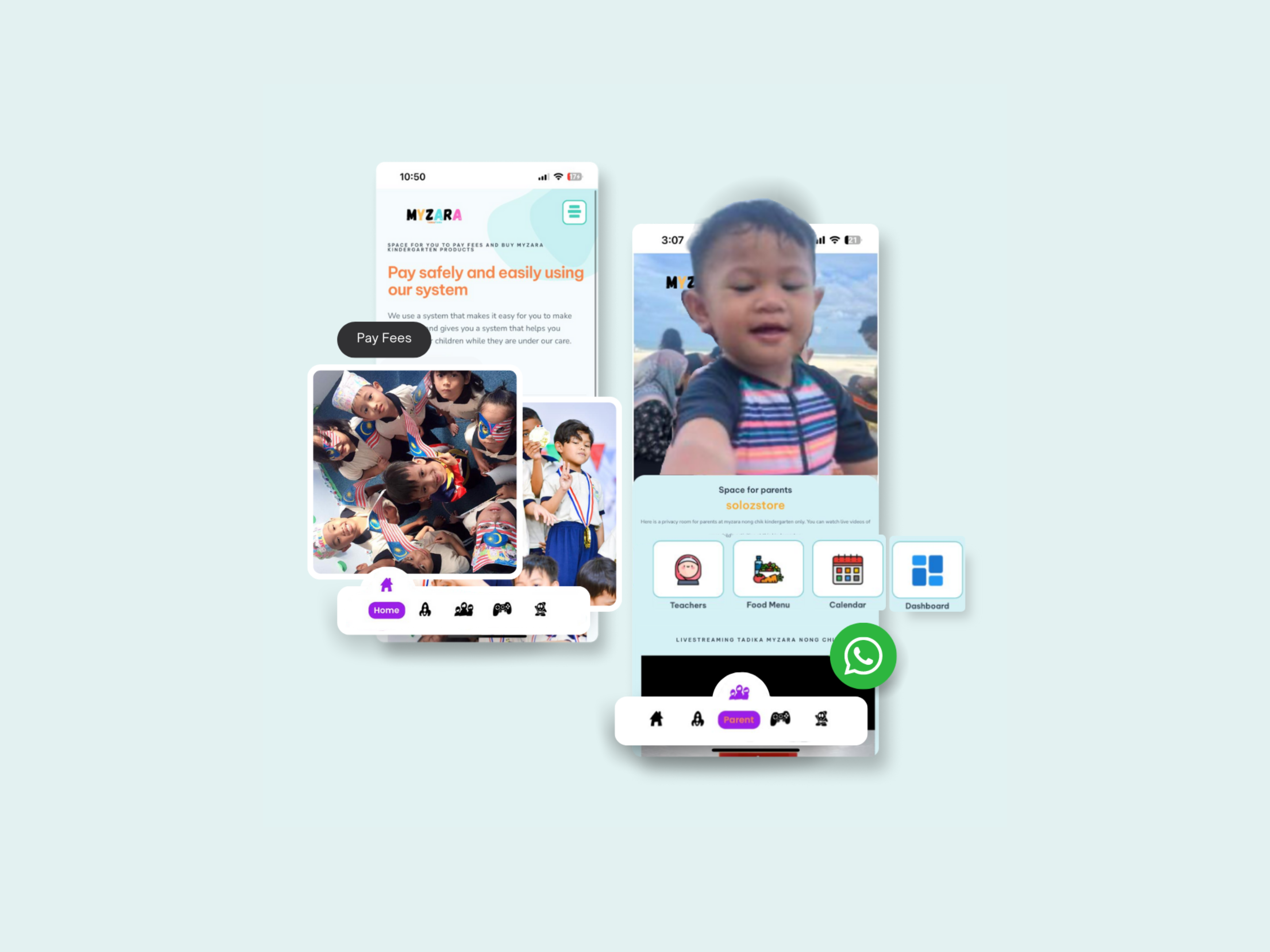Myzara Kindergarden App app character illustration ui