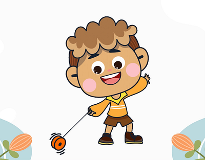 Animate cute boy 2d cartoon character gifloop