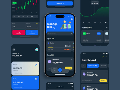 Ultimate Finance Categories app darkmode design finance kit mobile template ui ultimate