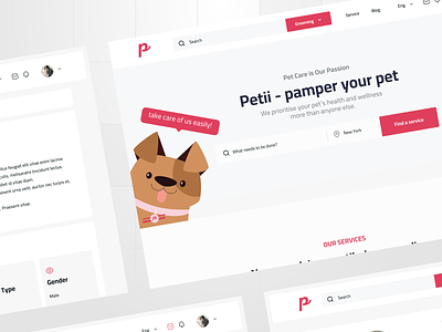 Petii - Pet Care Web Platform & Mobile App application illustration ios landing page mobile app ordering services petcare pets service provider ui ux vet video chat web platform web service website