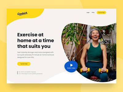 Goodnick - Website design for wellness platform active clean colorful design exercise health interface minimal older platform service sports trainer ui vibrant website wellbeing wellness workout yellow