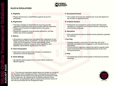 Tournament Rulebook Design design esports gaming graphic design