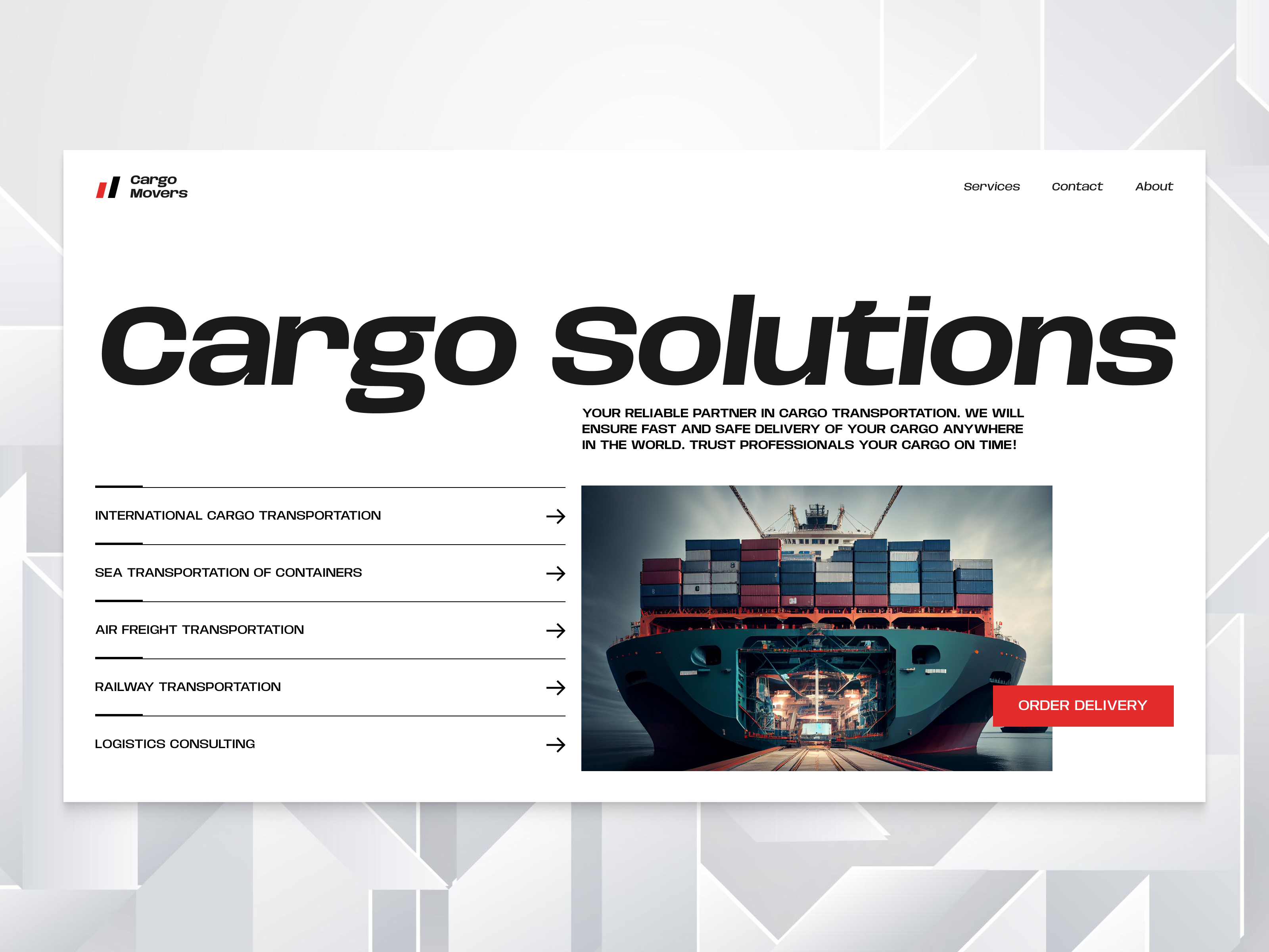 Cargo Delivery Website design motion ui ux website