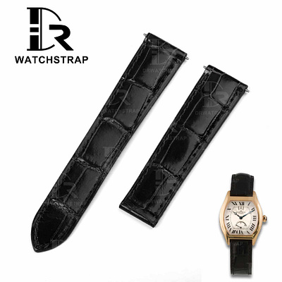 Handmade Black leather strap for Cartier tortue (Single-folded b cartier tank band drwatchstrap