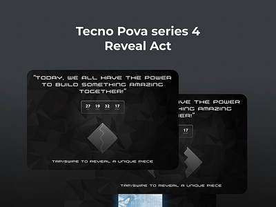 Tecno Pova series 4 Reveal Act creative designreveal figma innovations interactiveexperience launchevent mobiletechnology qrcodescan tecnomobile ui design uidesign