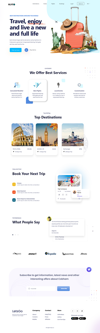 Travelling Website Landing Page figma landing page logo ui uiux user interface website