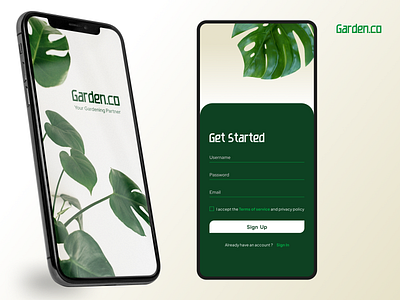 Garden.co App Sign Up | #DailyUI 001 app branding dailyui design typography ui ux