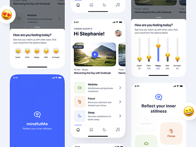 MindfulMe: Reflect your inner stillness app calm checkin clean daily home ios mindfullness mindfulness mobile mood ui ux