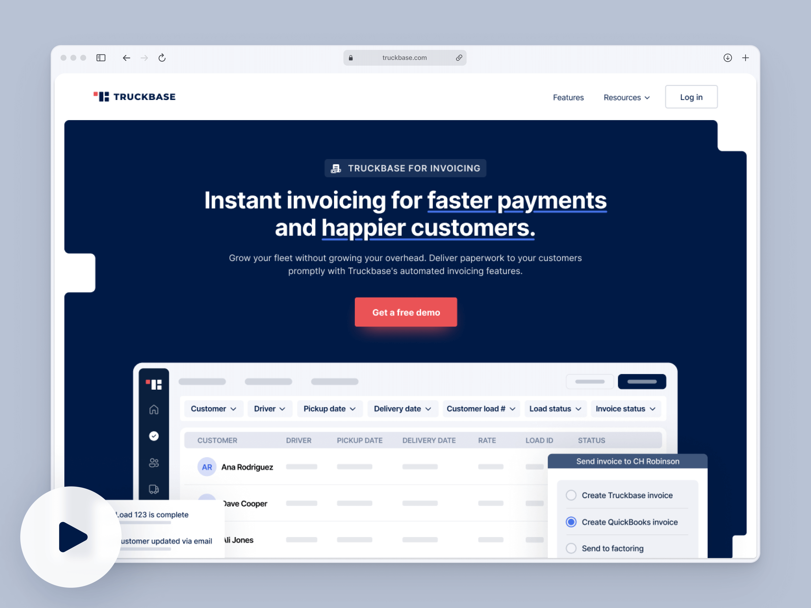 Truckbase.com: SaaS Website Revamp (Live) conversion rate optimisation homepage homepage animation homepage design landing page design marketing website saas saas case study saas homepage saas website trucking software web design web development webflow website website revamp