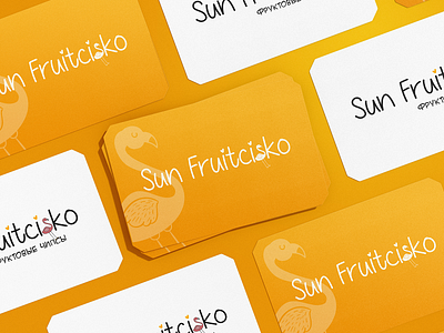 Sun Fruitcisko branding business card envelope flamingo fruit chips graphic design logo orange
