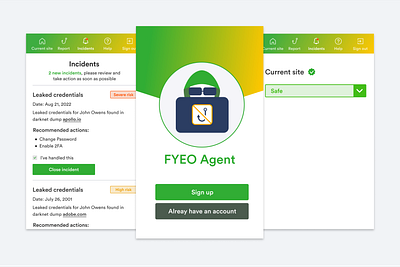 Ux and Ui design for FYEO Agent - Phishing protection ui ux