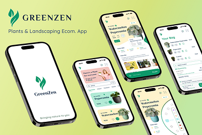 GreenZen - Bringing Nature to You. app branding design ecommerce graphic design illustration logo plants product design ui ux vector