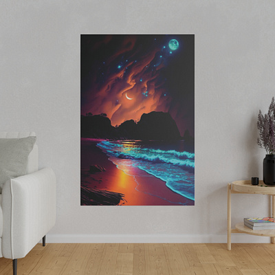 Moonlit Waves beach canvas canvasprint design digitalart graphic design illustration wallart