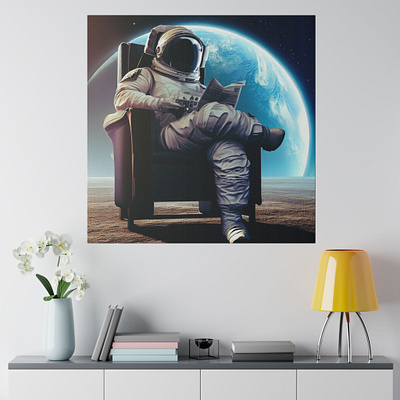 Astronaut reading the paper. Success Active astronaut canvas canvasprint design digitalart graphic design spaceart wallart