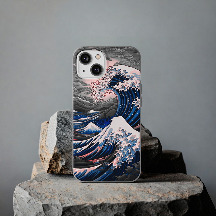 Japanese style wave art phone case by premium prints on Dribbble