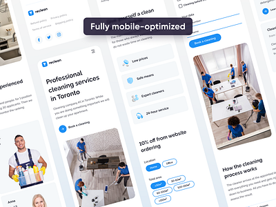 Reclean - Mobile version blocks blue buy clean cleaning figma inspiration landing page mobile pages template ui ui kit unityle unityle.com