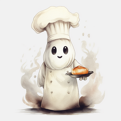 Cute Chef Ghost 3d chef cute ghost graphic design