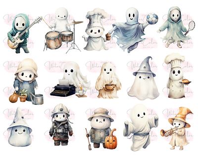 Cute Ghost Collection clipart cute ghost