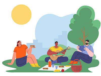 picnic design illustration lifestyle people picnic summer vector
