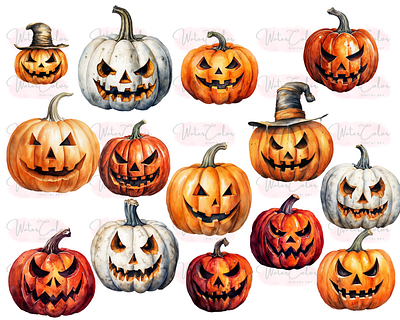 Spooky Jack-O-Lanterns 3d graphic design logo