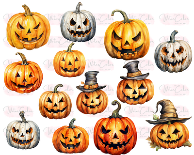 Horror Jack-O-Lantern 3d graphic design logo