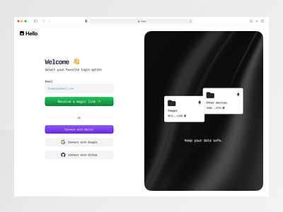 Hello login - signup concept page app blockchain design log in login login page saas sign up signup signup page software ui ux web web3 webdesign