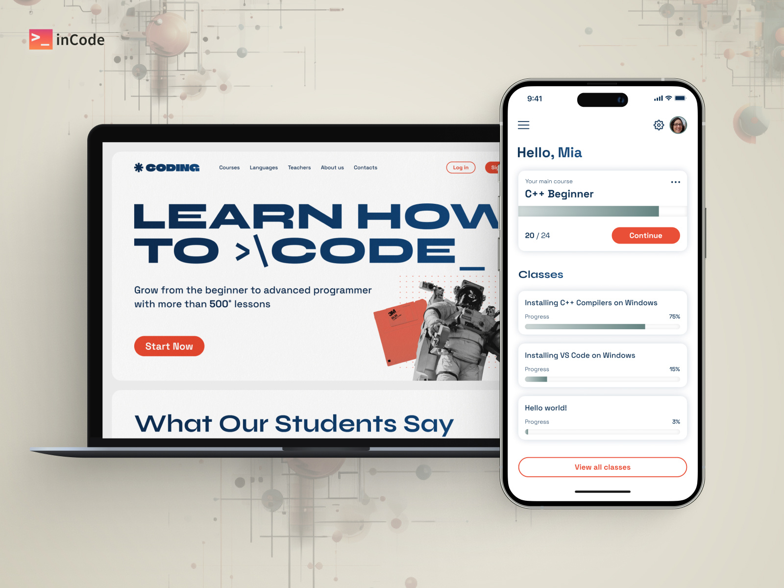 Online Coding School UI/UX Design for Desktop & Mobile by inCode ...