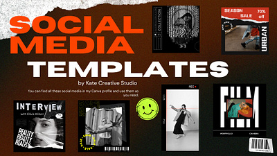 Cyberpunk Social Media Templates Canva art branding canva design distorted graphic design templates