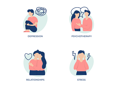 Illustrations on the theme of the psychology of relationships design icons illustration vector