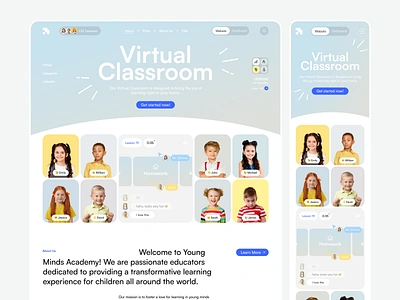 Virtual Classroom - Website Design e class e learning e school edplatform edtech educational platform elearning landing page learning online classes online education online lessons school ui ui ux virtual class virtual lessons web design webdesign website design