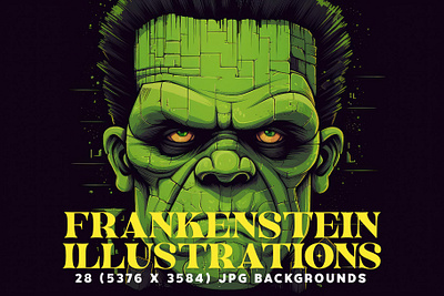 Frankenstein Illustrations cartoon creative creepy frenkeinstein gothic green halloween illustrations october spooky vector