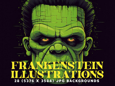 Frankenstein Illustrations cartoon creative creepy frenkeinstein gothic green halloween illustrations october spooky vector