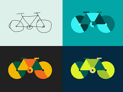 Bicycle bicycle bike color geometry graphic design green icon illustration orange pallete retro shapes yellow