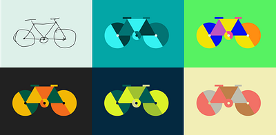 Bicycle bicycle bike color geometry graphic design green icon illustration orange pallete retro shapes yellow