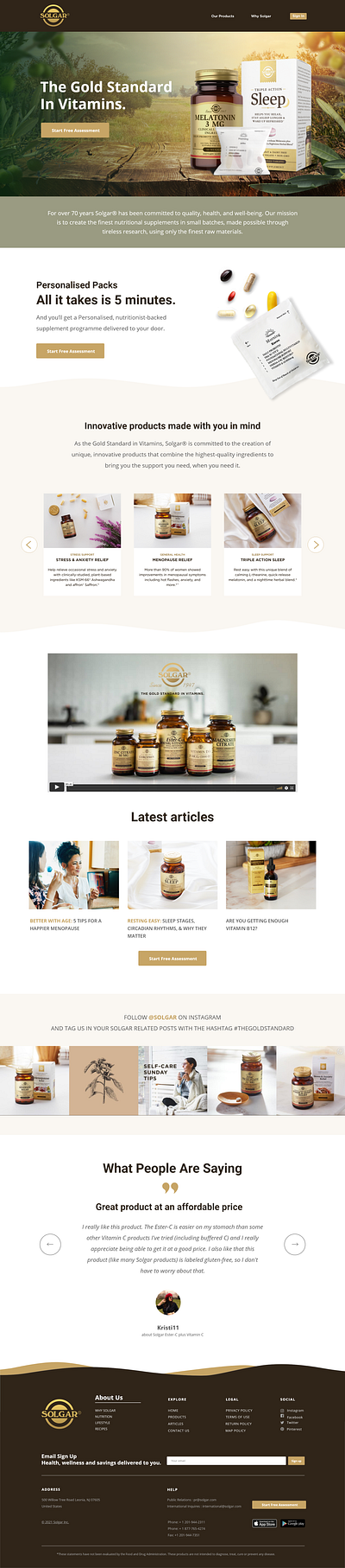 SOLGAR Landing Page graphic design landing page ui deign vitamins website