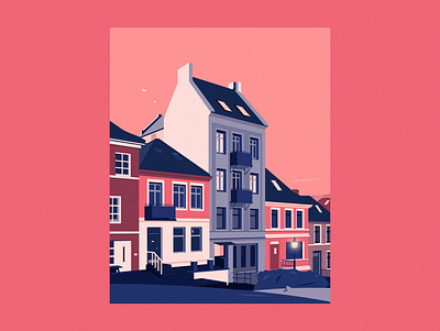 Bergen architecture building city design graphic design illustration mountains norway perspective town vector