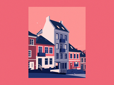 Bergen architecture building city design graphic design illustration mountains norway perspective town vector