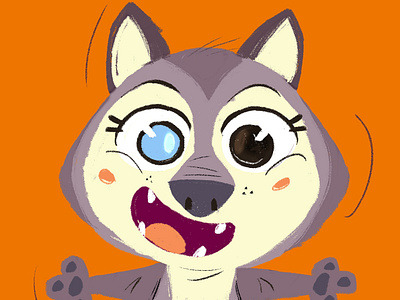 Glass Eye arctic dog cute cub cute husky digital painting funny dog glass eye husky little animals sledge dog