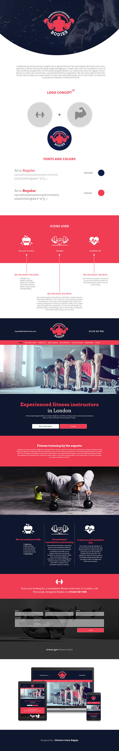 Fitness Application - Landing page and Branding app design branding fitness layout design ui website