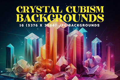 16 Crystal Cubism Backgrounds artsy backgrounds colorful crystal cubism geometric hues illustrations imagination presentaitons prism quartz reflections shapes sophistication vector vibrant wallpapers wonder