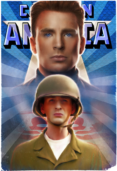 Captain America: The First Avenger alternative movie poster corel painter disney illustration marvel procreate