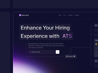 Talent.Grid - Homepage Hero applicant tracking system ats figma hero hiring ui user experience user interface ux web design