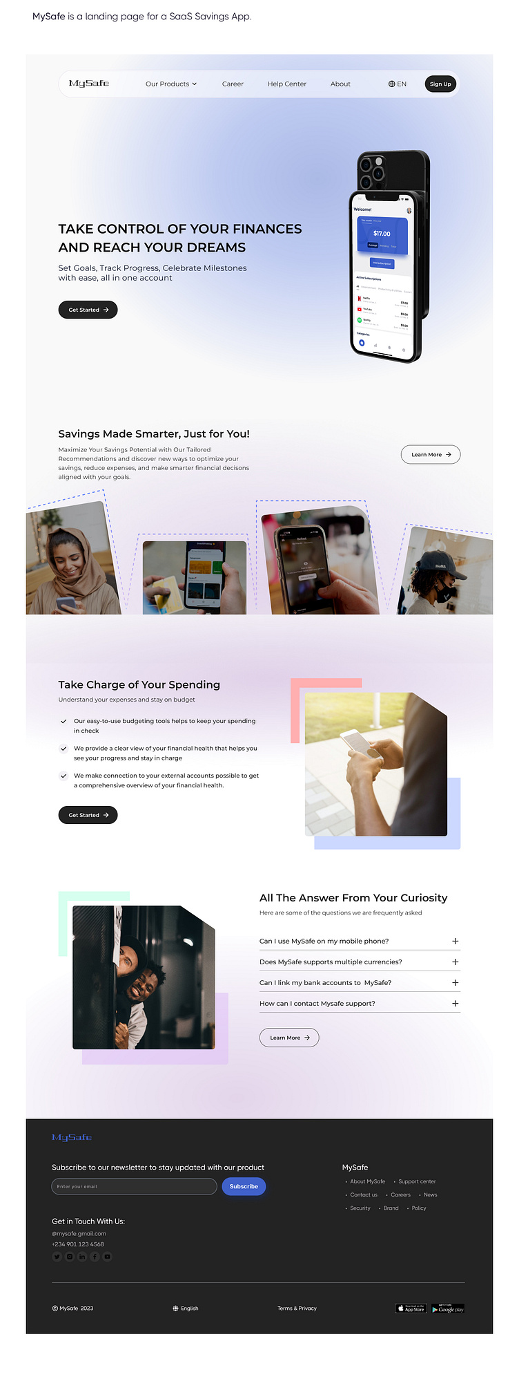 SaaS Savings App Landing Page by Taiwo Odeyemi on Dribbble