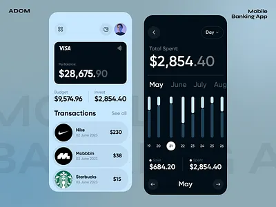 Mobile Banking App adom app app design app ui bank app banking app card app design finance app mobile app mobile banking ui ux wallet app