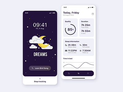 Dreams mobile app for managing sleep application design tracker ui ux