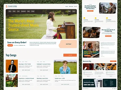 Musicnotes - Web design blog dailyui desktop e commerce green music orrange retro store summer ui ux ui design vintage warm web design website design yellow