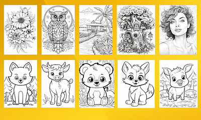 Kids & Adults Coloring pages activity book adults coloring book coloring book coloring page design graphic design illustration kids coloring ui