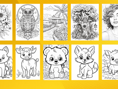 Kids & Adults Coloring pages activity book adults coloring book coloring book coloring page design graphic design illustration kids coloring ui