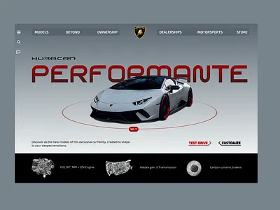 Lamborghini Huracan Performante Landing Page Concept 2 car concept page car page concept page design graphic design illustration lamborghini lamborghini landing page landing page landing page concept logo ui